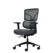 Oqonos Cherg 013 Silla de Oficina Ergonomica con Respaldo y Asiento de Malla Elastica, Reposabrazos 4D, Asiento Deslizable Ergonomico Moldeado y Ruedas de Silicona - Gris con Estructura Negra