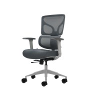 Oqonos Cherg 015 Silla de Oficina Ergonomica con Respaldo y Asiento de Malla Elastica, Reposabrazos 4D, Asiento Deslizable Ergonomico Moldeado y Ruedas de Silicona - Gris