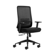 Oqonos Cherg 017 Silla de Oficina Ergonomica con Tejido Impermeable, Mecanismo Autobalanceado, Soporte Lumbar Ajustable, Reposabrazos Ajustables en Altura y Ruedas de Silicona - Negro