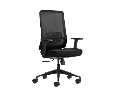 Oqonos Cherg 017 Silla de Oficina Ergonomica con Tejido Impermeable, Mecanismo Autobalanceado, Soporte Lumbar Ajustable, Reposabrazos Ajustables en Altura y Ruedas de Silicona - Negro