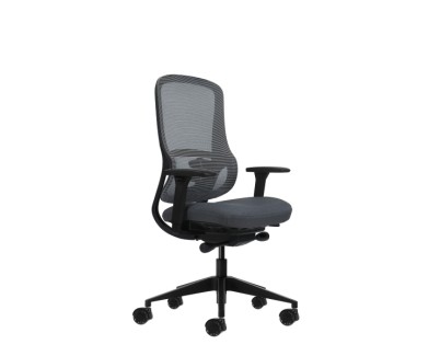 Oqonos Cherg 020 Silla de Oficina Ergonomica con Mecanismo Autobalanceado, Reposabrazos 4D, Asiento Deslizable y Ruedas de Silicona - Gris con Estructura Negra