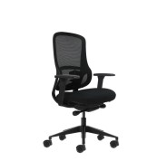 Oqonos Cherg 021 Silla de Oficina Ergonomica con Mecanismo Autobalanceado, Reposabrazos 4D, Asiento Deslizable y Ruedas de Silicona - Negro