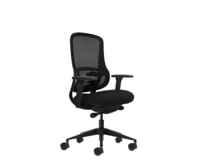 Oqonos Cherg 021 Silla de Oficina Ergonomica con Mecanismo Autobalanceado, Reposabrazos 4D, Asiento Deslizable y Ruedas de Silicona - Negro