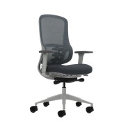 Oqonos Cherg 023 Silla de Oficina Ergonomica con Mecanismo Autobalanceado, Reposabrazos 4D, Asiento Deslizable y Ruedas de Silicona - Gris