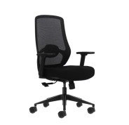 Oqonos Cherg 024 Silla de Oficina Ergonomica con Soporte Lumbar Ajustable en Altura y Profundidad, Reposabrazos 4D, Piston de Gas Clase 4, Asiento Ergonomico Moldeado y Ruedas de Silicona - Negro