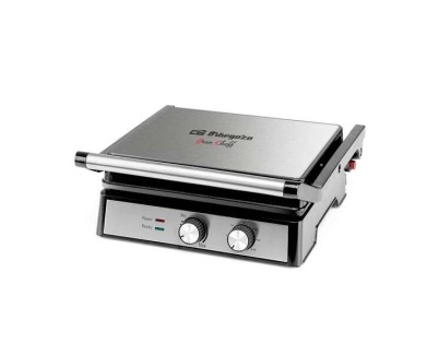 Orbegozo 4580 Grill Multifuncion - Cocina sin Aceite con Potencia de 2000W - Amplia Superficie de Coccion Abatible - Antiadherente y Facil de Limpiar - Termostato Regulable - Temporizador