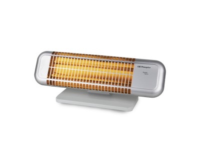 Orbegozo BP 0102 Estufa de Cuarzo - Potencia 1200W - Boton Antivuelco - 2 Niveles de Calor - Ruedas de Transporte - Reflector Protegido - 577x233x167mm - Color Gris