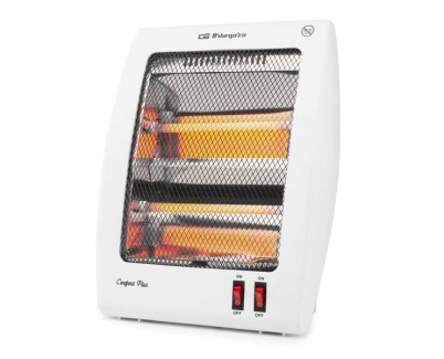 Orbegozo BP 5010 Estufa de Cuarzo - Potencia 800W - Seguridad Antivuelco - 2 Niveles de Calor - Reflector Protegido - Recogecables - 25.5x9x36.5cm - Color Blanco