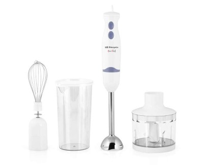 Orbegozo BT 1320 Batidora-Picadora Versatil - Potente Motor 400W - Hoja de Acero Inoxidable - Mango Ergonomico - Vaso Mezclador 600ml - Picador Universal 500ml - Anilla para Colgar