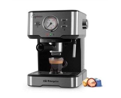 Orbegozo Cafetera Espresso EX 5500 Orbegozo - Intenso Cafe Cremoso con Aroma a Grano Recien Molido - Presion de 20 Bar y 1100W de Potencia - Termometro para Control de Temperatura