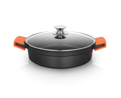 Orbegozo CDB 1028 Cacerola Baja de Aluminio Fundido - Versatilidad y Seguridad en la Cocina - Antiadherente Libre de Pfoa - Apta para Todo Tipo de Fuegos - Capacidad 4.2 L