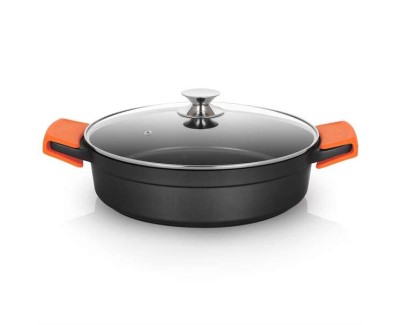 Orbegozo CDB 1032 Cacerola Baja - Aluminio Fundido Indeformable - Capacidad 5.9L - Asas de Silicona - Antiadherente Pfoa - Apta para Todo Tipo de Fuegos