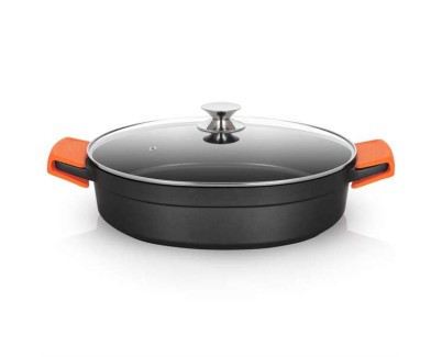 Orbegozo CDB 1036 Cacerola Aluminio Fundido - Versatilidad y Seguridad en la Cocina - Diseño Ergonomico - Asas de Silicona - Antiadherente Pfoa - Apta para Todo Tipo de Fuegos