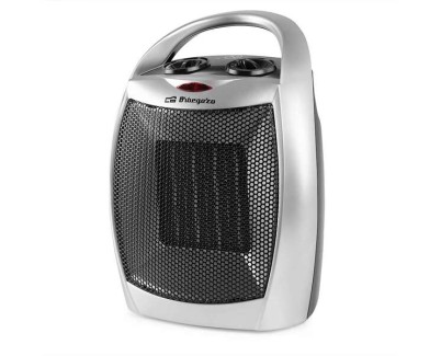Orbegozo CR 5016 Calefactor Ceramico Silver - Termostato Ajustable - 2 Niveles de Potencia - Proteccion contra Sobrecalentamiento - Asa de Transporte