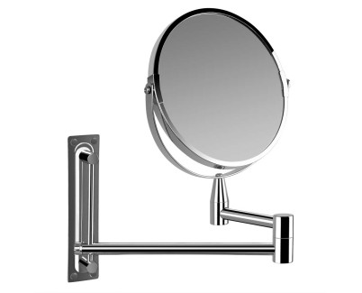 Orbegozo ESP 4000 Espejo Cosmetico Extensible - Doble Cara con Aumento X5 - Acabado Cromado - Soporte de Pared Incluido - Ø 17cm de Diametro