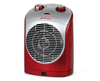 Orbegozo FH 5025 Calefactor con Ventilador - Potencia 2200W - Oscilante - Base Antideslizante - Indicador Luminoso - Proteccion contra Sobrecalentamiento - Color rojo