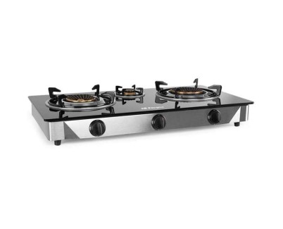 Orbegozo FO 3520 Hornillo a Gas Elegance - Encendido Piezoelectrico - 2 Quemadores de Triple Corona - Seguridad FFD - Acero Inoxidable y Cristal Templado - para Gas Butano y Propano