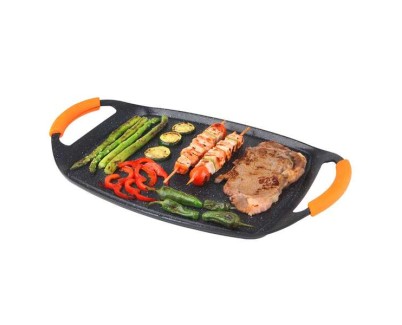 Orbegozo GDB 4700 Plancha Grill de Aluminio Forjado - Antiadherente de Piedra - Asas de Goma Extraibles - Dise&ntilde;o Ergonomico - Apto para Lavavajillas