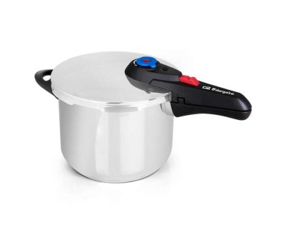 Orbegozo HP 8006 Olla a Presion de Acero Inoxidable 18/10 - Capacidad 8 Litros - Cinco Sistemas de Seguridad - Fondo Termo Difusor - Apto para Todo Tipo de Fuegos - Preserva Vitaminas y Sabores