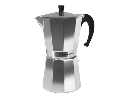 Orbegozo KF 1200 Cafetera Italiana de Aluminio Prepara 12 Tazas de Cafe Aromatico y Exquisito Mango Ergonomico - Valvula de Seguridad y Facil Limpieza Ideal para Compartir Momentos Especiales