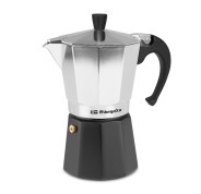 Orbegozo KFM 630 Cafetera de Aluminio - Prepara 6 Tazas de Cafe en Minutos - Mango Ergonomico para un Manejo Seguro - Valvula de Seguridad para Tranquilidad