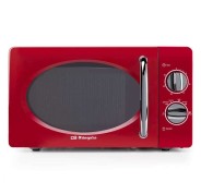 Orbegozo MI 2020 Microondas Vintage Rojo - 20L - 700W - 6 Niveles de Potencia - Temporizador 30min - Descongelacion Rapida - Diseño Años 60