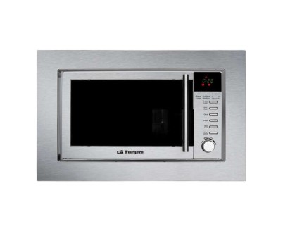 Orbegozo MIG 2025 Microondas Encastrable Profesional Potencia de 800W - Grill de 1000W - Capacidad de 20L Temporizador Digital - 8 Niveles de Potencia - Programa de Descongelacion Acabado Inox