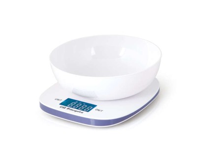 Orbegozo PC 1014 Peso de Cocina Electronico - Precision de 1g - Plataforma de Cristal - Display LCD Azul - Capacidad 5Kg - Incluye BOL de Pesaje - Ideal para Grandes Cantidades