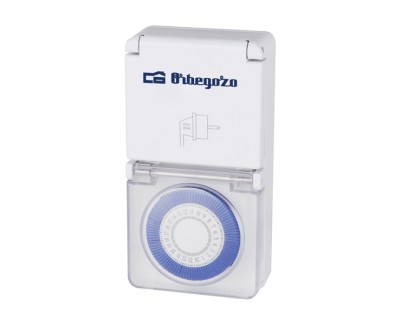Orbegozo PG 10 Programador 24 Horas - Potencia hasta 3680W - Proteccion IP44 para Uso en Exterior - Intervalos de 15 Minutos - Uso Facil e Intuitivo - Color Blanco