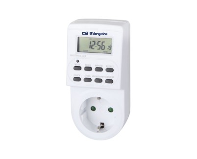 Orbegozo PG 20 Programador Digital Semanal - Potencia hasta 3600W - Funcion Aleatoria - Uso Facil e Intuitivo - Intervalo Minimo de 1 Minuto - Color Blanco