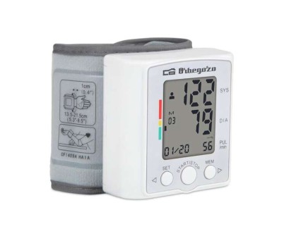 Orbegozo Tensiometro de Mu&ntilde;eca Digital - Control de Tension Facil y Preciso - 60 Memorias para 2 Usuarios - Pantalla LCD Grande - Deteccion de Latido Irregular