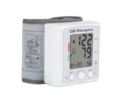 Orbegozo Tensiometro de Muñeca Digital - Control de Tension Facil y Preciso - 60 Memorias para 2 Usuarios - Pantalla LCD Grande - Deteccion de Latido Irregular