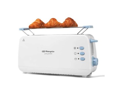 Orbegozo TO 4012 Tostadora de Ranura Larga Multifuncional - Potencia 850W - Termostato Regulable - Funcion Descongelacion y Recalentamiento - Bandeja Recogemigas - Almacenamiento Comodo