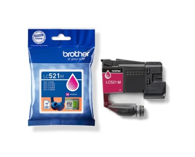 Original Brother LC-521 Magenta Cartucho de Tinta Pigmentada LC521M para Brother DCP-J1260W / DPC-J1310DW / DCP-J1360DW / DCP-J1460DW