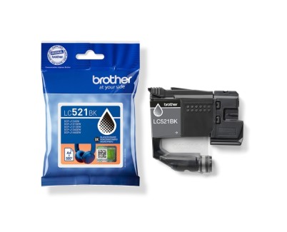 Original Brother LC-521 Negro Cartucho de Tinta Pigmentada LC521BK para Brother DCP-J1260W / DPC-J1310DW / DCP-J1360DW / DCP-J1460DW