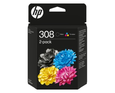 Original HP 308 Negro + Color Pack de 2 Cartuchos de Tinta 6L6S6UE