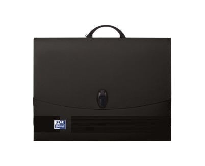 Oxford Carpeta de Dibujo A3 con Cierre y Asa Negra - Tama&ntilde;o A3 - Cierre Seguro - Asa Resistente - Dise&ntilde;o Elegante