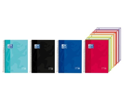 Oxford Cuaderno de Espiral - Formato A4+ - 150 Hojas - Cuadricula 5x5mm - Tapa Extradura - Anti Traspaso de Tinta - Digitalizacion de Textos con App - Colores Surtidos