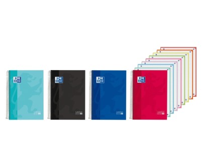 Oxford Cuaderno de Espiral - Formato A4+ - 160 Hojas - Cuadricula 5x5 con Cabecera - Tapa Extradura - Anti Traspaso de Tinta - Digitalizacion de Textos con App - Colores Surtidos