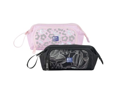 Oxford Dream Tech Estuche Portatodo Gran Capacidad - Apertura Total - Goma Kangoo Acoplable a Cuadernos y Carpetas - Asa de Transporte - Dise&ntilde;os Animal Print y Floral Print