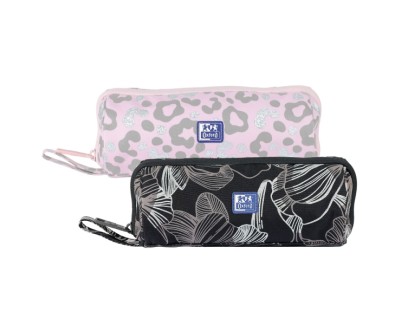 Oxford Dream Tech Estuche Portatodo Redondo - Apertura Total - 8 Compartimentos - Goma Kangoo Acoplable a Cuadernos y Carpetas - Asa de Transporte - Dise&ntilde;os Animal Print y Floral Print
