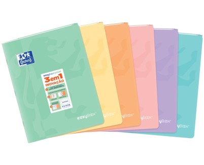 Oxford Easybook A4 Libreta Grapada Tama&ntilde;o A4 Pauta 1 Linea - 48 Hojas con Margen - Tapa de Plastico Resistente - Colores Pastel Surtidos