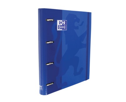 Oxford Europeanbinder Classic A4+ Carpeta de Anillas con Recambio Cuadricula 5x5 - Tapa Extradura - Cierre con Goma Elastica - Color Azul Marino