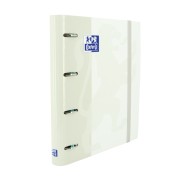 Oxford Europeanbinder Classic A4+ Carpeta de Anillas con Recambio Cuadricula 5x5 - Tapa Extradura - Cierre con Goma Elastica - Color Blanco