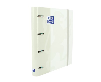 Oxford Europeanbinder Classic A4+ Carpeta de Anillas con Recambio Cuadricula 5x5 - Tapa Extradura - Cierre con Goma Elastica - Color Blanco