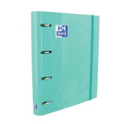 Oxford Europeanbinder Classic A4+ Carpeta de Anillas con Recambio Cuadricula 5x5 - Tapa Extradura - Cierre con Goma Elastica - Color Ice Mint