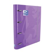 Oxford Europeanbinder Classic A4+ Carpeta de Anillas con Recambio Cuadricula 5x5 - Tapa Extradura - Cierre con Goma Elastica - Color Malva