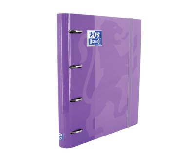 Oxford Europeanbinder Classic A4+ Carpeta de Anillas con Recambio Cuadricula 5x5 - Tapa Extradura - Cierre con Goma Elastica - Color Malva