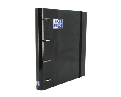 Oxford Europeanbinder Classic A4+ Carpeta de Anillas con Recambio Cuadricula 5x5 - Tapa Extradura - Cierre con Goma Elastica - Color Negro