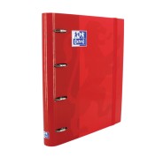 Oxford Europeanbinder Classic A4+ Carpeta de Anillas con Recambio Cuadricula 5x5 - Tapa Extradura - Cierre con Goma Elastica - Color Rojo
